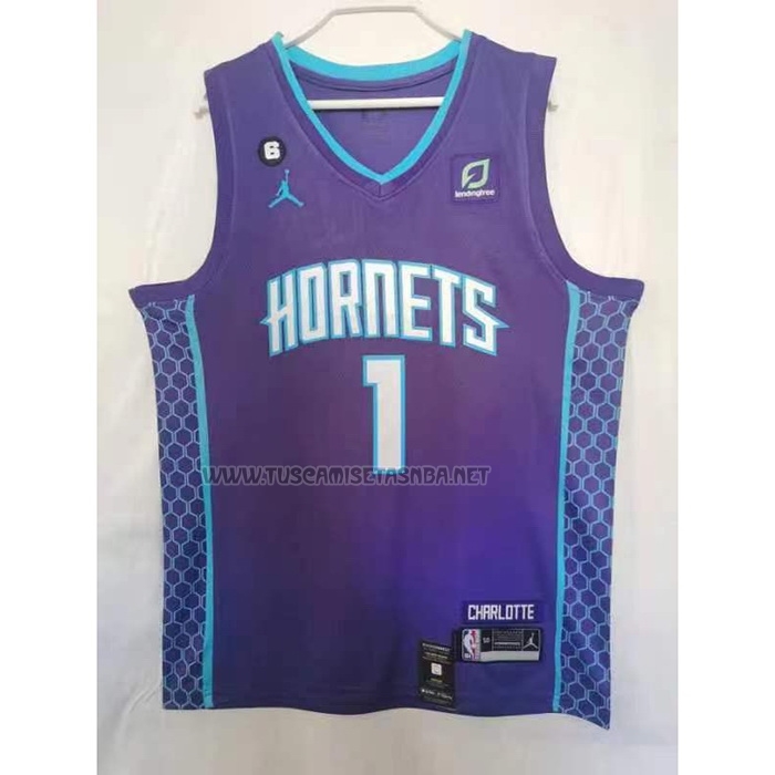 Camiseta LaMelo Ball NO 1 Charlotte Hornets Statement 2022-23 Violeta